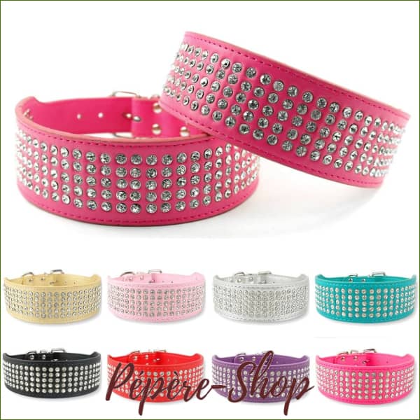 Collier strass en cuir bling bling, de luxe Collier strass en cuir bling bling, de luxe