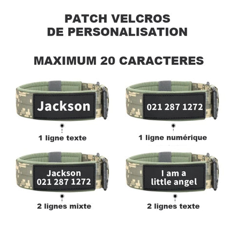 Les patchs de personnalisation du collier tactique personnalisé
