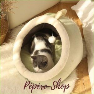 Igloo design et coloré pour chat avec coussin réversible